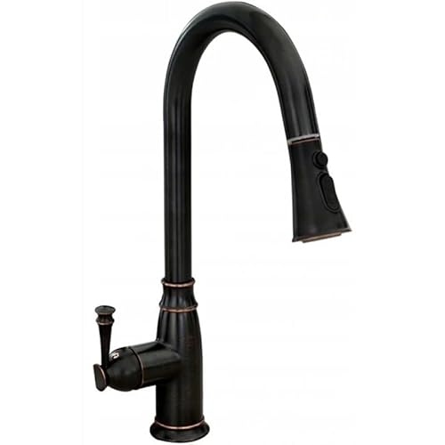 Rea Küchenarmatur DECO OLD BLACK HAUT Wasserhahn Küche aus Messing 360° Drehung Armatur Küchenspüle Mischbatterie Spültischarmatur (Schwarz) von Rea