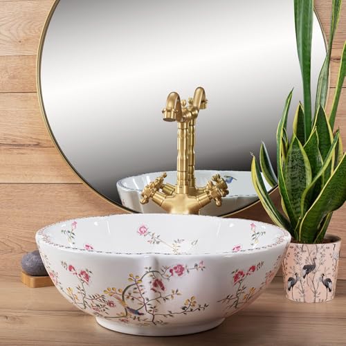 Rea Aufsatzwaschbecken Felicia Waschtisch Handwaschbecken Bad Waschschale Waschbecken für Badezimmer 425 x 425 x 150 mm Keramik (Zeichnung) Rea Aufsatzwaschbecken Felicia Waschtisch Handwaschbecken Bad Waschschale Waschbecken für Badezimmer 425 x 425 x 150 mm Keramik (Zeichnung) von Rea