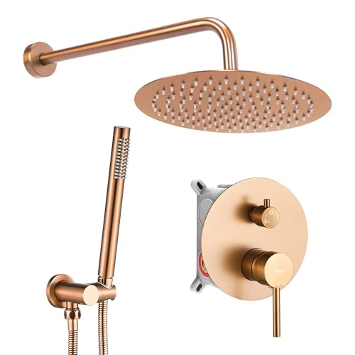 Rea Unterputz-Duschsystem mit Handbraus Lungo + Box Brushed Copper, Minimalistisches Design, inklusive Armatur - 15,5X15,5X36CM von Rea