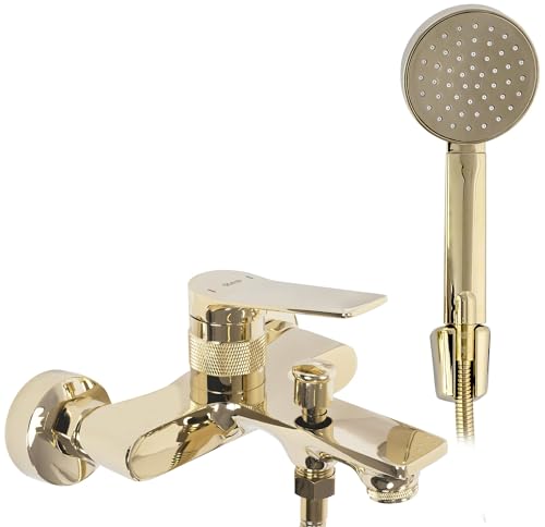 Rea Viral Gold Badewannenarmatur, Badewannenmischer mit Messingdusche für heißes und kaltes Badezimmer, verstellbar (Gold) von Rea