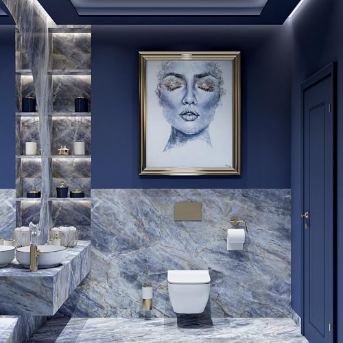Rea Wandhängende Toilettenschüssel Carlo weiß Mini Flat Gold Edge Keramik-Toilettenschüssel – Softclose-Duroplast-Sitz – automatisches Absenken mit Soft-Closing (weiß) von Rea