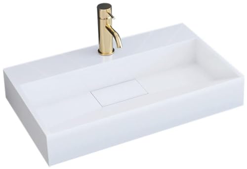 Rea Waschbecken Waschtisch Aufsatzwaschbecken Hochglanz Handwaschbecken Weiß Aufsatz Waschschale Rechteckig 37x60 Elegant Badezimmer von Rea
