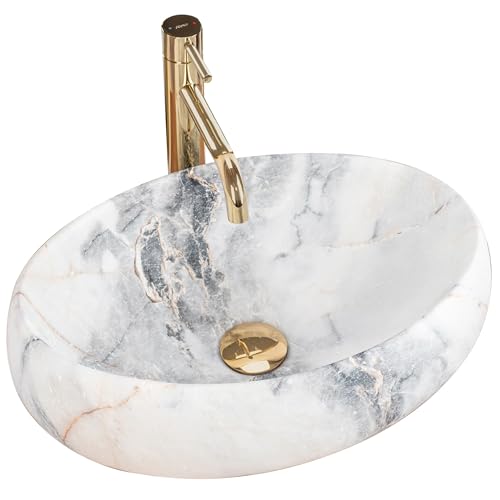 Rea Waschbecken Waschtisch Aufsatzwaschbecken Keramik Handwaschbecken Aufsatz Waschschale Granit Matt Oval 33x48 von Rea