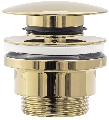 Rea Waschbeckenstöpsel universal click-clack Gold Pop-Up Ablaufgarnitur für Waschbecken & Waschtisch (Gold) von Rea