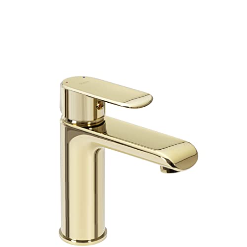 Rea Waschtischarmatur BLOOM GOLD LOW Wasserhahn Bad Badarmatur aus Messing Armatur für Waschbecken Badezimmer Mischbatterie Waschbecken Einhebel (Gold) von Rea