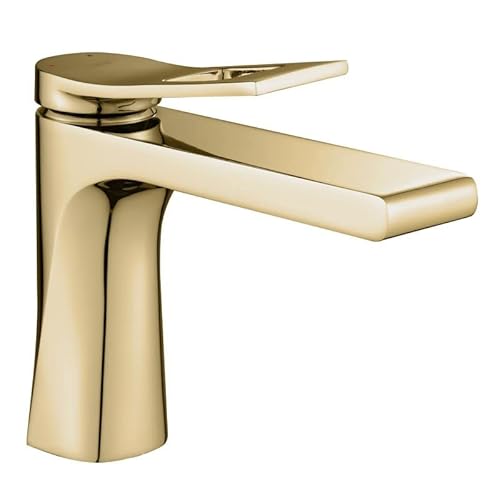 Rea Waschtischarmatur SOUL GOLD BAS Wasserhahn Bad Badarmatur aus Messing Armatur für Waschbecken Badezimmer Mischbatterie Waschbecken Einhebel (Gold) von Rea