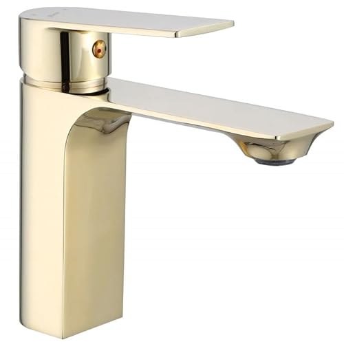 Rea Waschtischarmatur URBAN GOLD BAS Wasserhahn Bad Badarmatur aus Messing Armatur für Waschbecken Badezimmer Mischbatterie Waschbecken Einhebel (Gold) von Rea