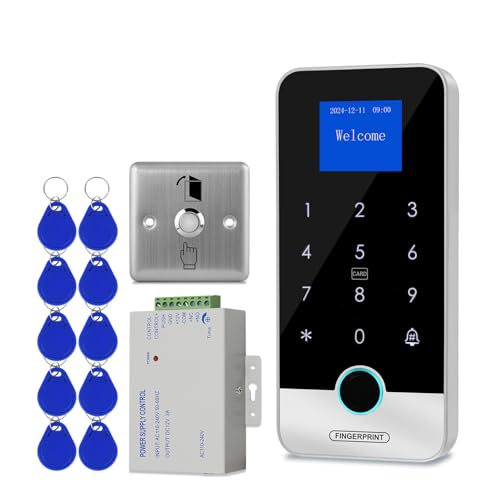 ReaIOKbii Bluetooth Tuya App Security Access Control System Kit, Wasserdichtes RFID Touch Keypad Türschloss, Smart Fingerabdruck Zugangskontrolle Controller, Metallschalter (Schloss Nicht enthalten) von ReaIOKbii