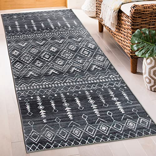 ReaLife Teppich - Maschinenwaschbar - aus Premium-Recyclingfasern hergestellt - Moroccan Charcoal, 75 x 180 cm von ReaLife Rugs