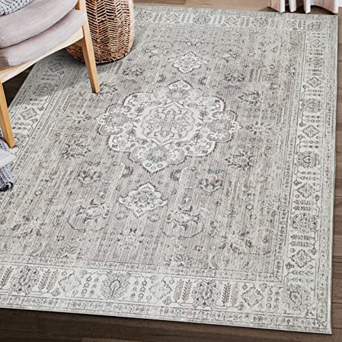 ReaLife Teppich - Maschinenwaschbar - aus Premium-Recyclingfasern hergestellt - Persian Distressed Beige, 150 x 210 cm von ReaLife Rugs