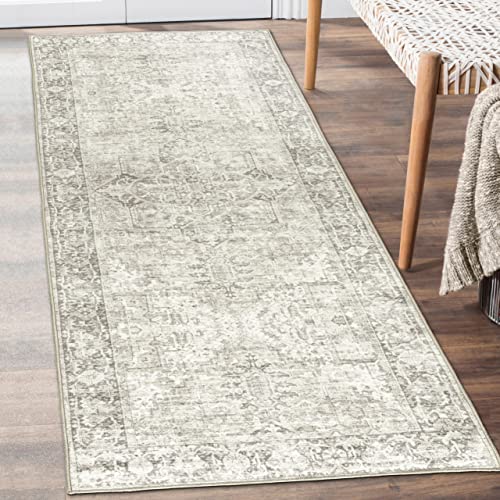 ReaLife Maschinenwaschbar Teppich Läufer - Wohnzimmer Schlafzimmer Badezimmer Küche Flur Büro - Rutschfest Kurzflor Premium-Fleckenbeständig - Boho Landhaus Vintage - Lyle - Beige Elfenbein - 75 x 180 von ReaLife Rugs