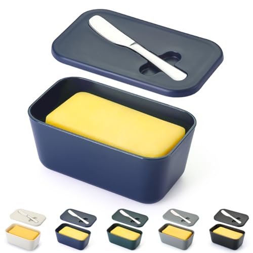 Butterdose mit Deckel für Arbeitsplatte und Kühlschranktürablage, ReaNea Kunststoff-Butterhalter-Tablettbehälter mit Buttermesser, einfach zu schöpfen spülmaschinenfest von ReaNea