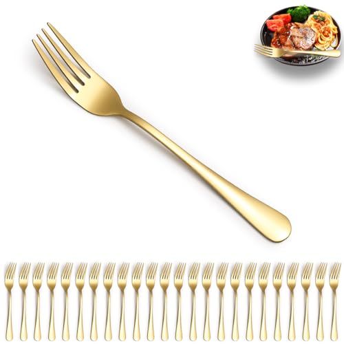 ReaNea Gold Tafelgabeln 24 Stück, Edelstahl Titan Vergoldung Tischgabeln für Zuhause, Restaurant, Hochzeit, Partys, Veranstaltungen, täglichen Gebrauch von ReaNea