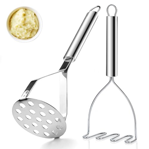 ReaNea Kartoffelstampfer Edelstahl 2pcs, Kartoffelpüree Masher Küchenwerkzeug, langlebige Kartoffelpüree Masher Küchenutensilien, Küchenhelfer leicht zu reinigen von ReaNea