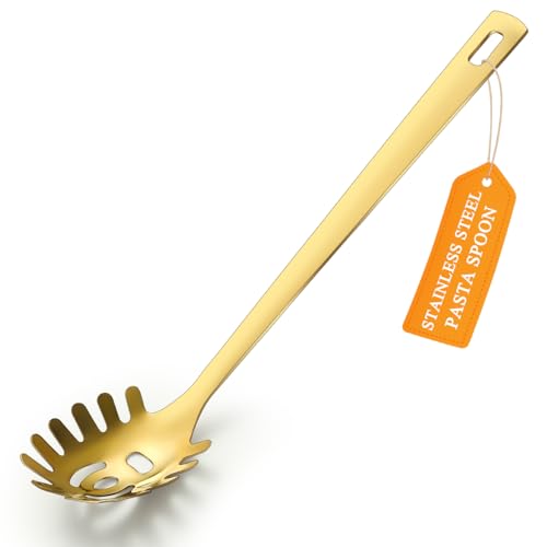 ReaNea Nudellöffel, Gold Spaghettilöffel, Titan-Vergoldung Nudelkelle Edelstahl Nudelzange und Spaghettizange, spülmaschinengeeignet ReaNea Nudellöffel, Gold Spaghettilöffel, Titan-Vergoldung Nudelkelle Edelstahl Nudelzange und Spaghettizange, spülmaschinengeeignet von ReaNea