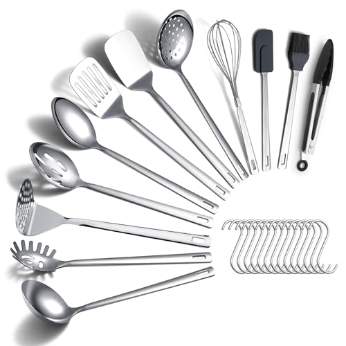 ReaNea Stainless Steel Cooking Utensils Set 26 Pieces, Heavy Duty Sturdy Kitchen Tool Set with Hooks, Metal Spatula Set, Durable Mirror Polished Kitchen Utensils for All Cooking Tasks ReaNea Stainless Steel Cooking Utensils Set 26 Pieces, Heavy Duty Sturdy Kitchen Tool Set with Hooks, Metal Spatula Set, Durable Mirror Polished Kitchen Utensils for All Cooking Tasks von ReaNea