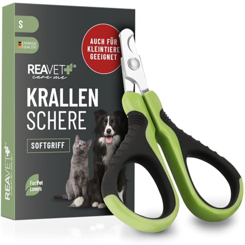 ReaVET Kleine Krallenschere für Katzen, kleine Hunde, Welpen & Kleintiere - Ideal für eng anliegende Krallen - Handlich, leicht und stabil von ReaVET