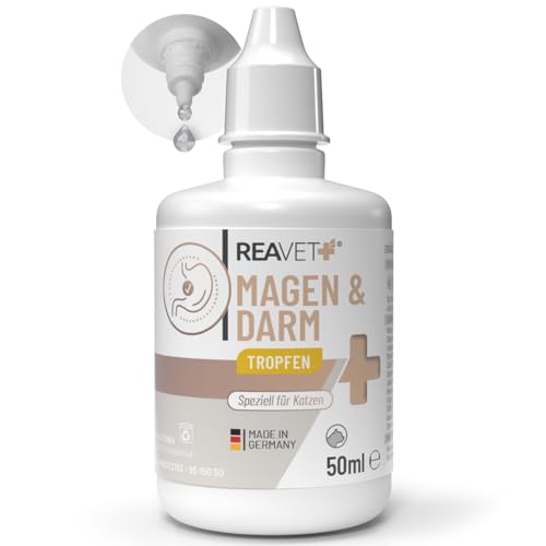 ReaVET Magen & Darm Tropfen Liquid für Katzen 50ml - sekundierend bei Durchfall oder Blähungen, natürliche Darmregulierung, Darmsanierung Katze, unterstützt die Darmflora von ReaVET