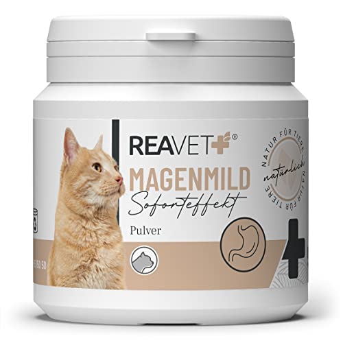 ReaVET Magenmild Pulver für Katzen 50g – Unterstützt Verdauung, bindet Magensäfte & Säuren, harmonisiert Magen Darm Aktivität, Magenschutz Katze als Naturprodukt von ReaVET