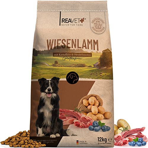 ReaVET Natur Hundefutter Trocken Lamm 12kg – 100% Natürlich Trockenfutter Hund, Getreidefrei für Allergiker, Hunde Trockenfutter, Natur ohne Chemie und künstliche Vitamine von ReaVET