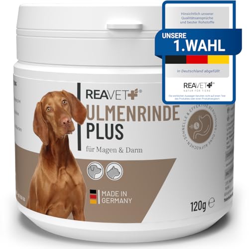 ReaVET USA Ulmenrinde Plus stark schleimend ohne Aufkochen für Hunde & Katzen 120g – Naturrein in Premiumqualität, Verdauung, Darmflora, Darmsanierung, Slippery Elm Bark von ReaVET