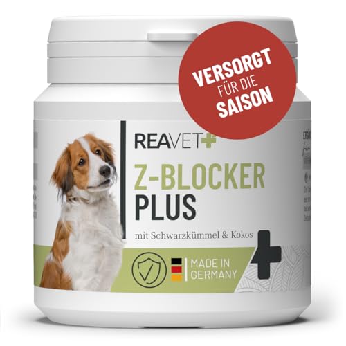 ReaVET Z-Blocker Plus Tabletten 120 Stück, Optimal für Hunde in der Saison I Bewährte Formel Bierhefe, Schwarzkümmel & Kokos I 8 Monatsrationen für Hunde Aller Rassen & jeden Alters von ReaVET