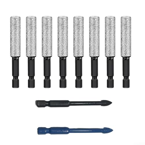 10 Stück 35 mm verlängerte Diamantbohrer-Set, Hartmetall-Zentrierbohrer, Bohrer-Set, Fliesenbohrer für Glas von ReachMall