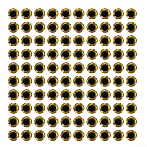 100 Stück Angelköderaugen Aufkleber 3D reflektierendes Fischaugen-Design zum Fliegenbinden Zubehör zur Verbesserung der Köderanziehung (14 mm Gold) von ReachMall