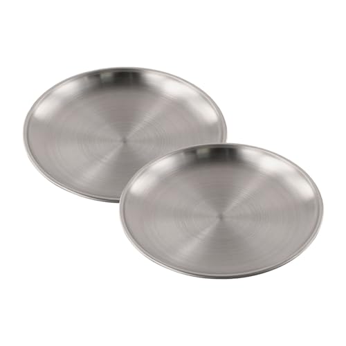 2 Stück rundes Geschirr für Campingteller aus Edelstahl für Küche und Spaß im Freien (20 x 1,5 cm) von ReachMall