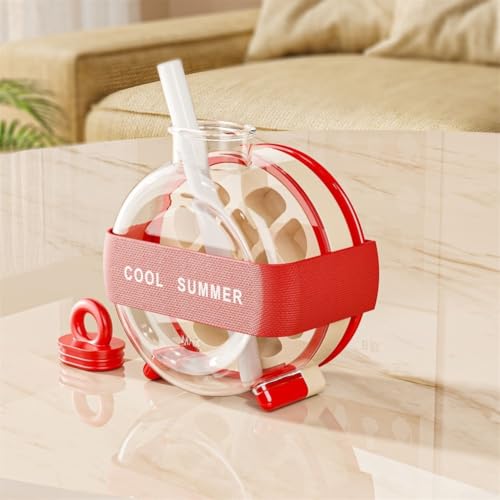 2-in-1 Eiswürfelflasche, Wasserflasche, Eiswürfelherstellung, Eiswürfelform mit Deckel und Behälter, Eiswürfelherstellung, 15,9 x 12 x 7 cm Eiswürfelflasche (rot) von ReachMall