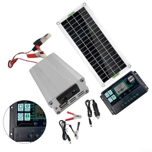 220-W-Solarwechselrichter-Kit Mit Controller Und Zwei USB-Anschlüssen Für Outdoor-Anwendungen Wie Reisen Camping Und Wandern(100A) von ReachMall