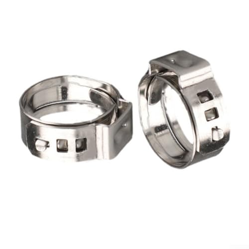 25 Stück Edelstahl-Schlauchschellen, einohrig, stufenlos, geeignet für mehrere Schlauchdurchmesser, mit zuverlässiger Dichtung (7 mm) von ReachMall