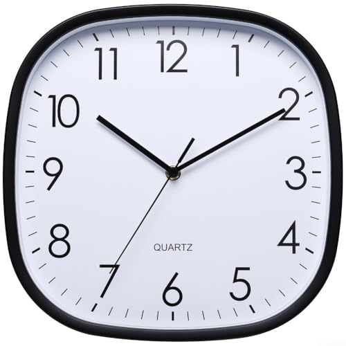 30,5 cm runde Wanduhr mit großem Display, batteriebetriebenes Quarzwerk, dekorative Uhr für Zuhause oder Büro Wand (schwarz) von ReachMall