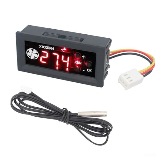 4-Draht-Drehzahlregelungsmodul, 12 V, 3 A, Lüftertemperaturregelung, Geschwindigkeitsregler für PWM, Lüfterdrehzahlregler mit Digitalanzeige (3P + Zylinder) von ReachMall