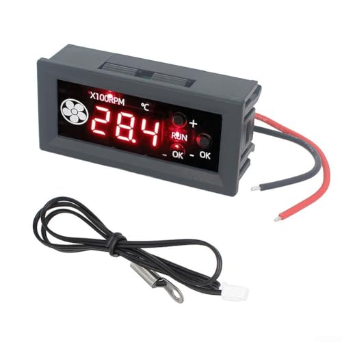 4-Draht-Drehzahlregelungsmodul, 12 V, 3 A, Lüftertemperaturregelung, Geschwindigkeitsregler für PWM, Lüftergeschwindigkeitsregler mit Digitalanzeige (2 Zeilen, schwarze Punkte) von ReachMall