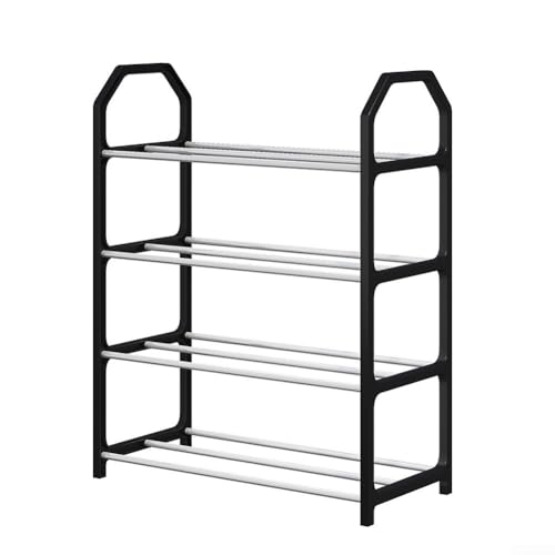 4-stöckiges Metall-Schuhregal, platzsparender Schuhständer, einfaches Trapez-Schuhregal für Wohnzimmer, Schlafzimmer, Schrank, Garage (schwarz) von ReachMall