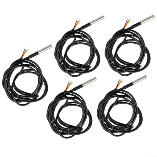 5 Stück Temperatursensor-Kabel, Temperaturfühler Temperatursensor 18B20 wasserdichte Leitung, Edelstahl verkapselt wasserdicht (3 Meter) von ReachMall