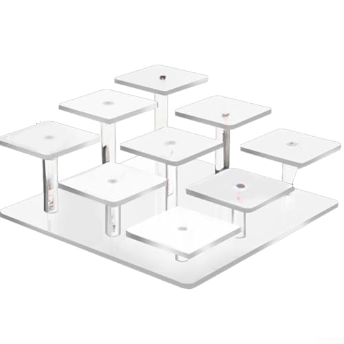 9-stöckiger Acryl-Präsentationsständer für Sammlerstücke und Desserts mit robustem Design für Veranstaltungen und Einzelhandel (weiß) von ReachMall