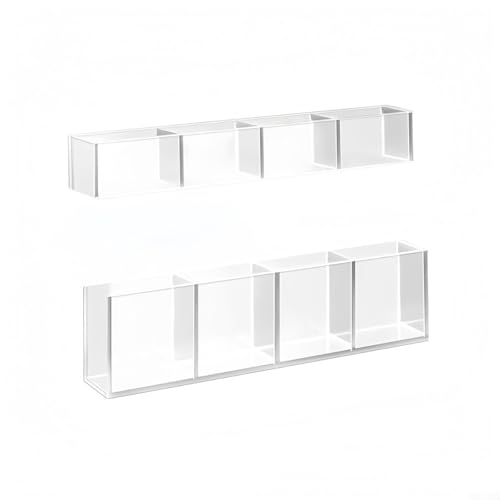 Acryl-Strohhalm-Halter, Strohhalm-Organizer, transparenter Strohhalm-Organizer, fünf-Gitter-Strohhalm-Aufbewahrungsbehälter mit doppelseitigem Klebeband (4 Fächer) von ReachMall