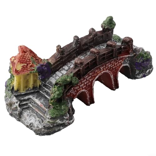 Aquarium-Landschaftsverschönerung mit Harzbrücke und Pavillon-Baum-Ornament von ReachMall