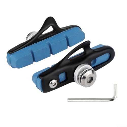 Bike C Bremsbeläge 55 mm Paar für Rennrad-Felgen aus Kohlefaser mit Aluminiumlegierung und gummiverstärktem Design, inklusive Sandführungsschlitzen zum Schutz (schwarze Schalenblau) von ReachMall