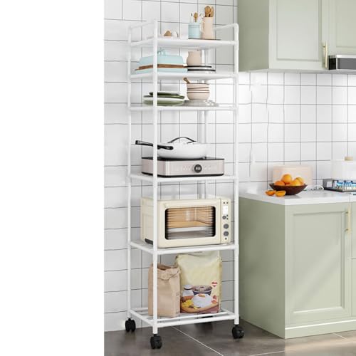 Bodenständiges Aufbewahrungsregal mit Riemenscheiben, praktisches Design für einfachen Zugriff auf Ihre wichtigen Dinge (6 Schichten weiß) von ReachMall
