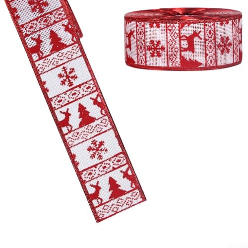 DIY Urlaub Band mit Weihnachtselch-Design, 5 cm breit Faux Hanf Band Rolle für Baumschmuck und Dekorationsprojekte (weiß) von ReachMall