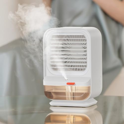 Desktop-Luftkühler mit Luftbefeuchter-Funktion, USB-betriebener kompakter Sprühventilator (blau) von ReachMall