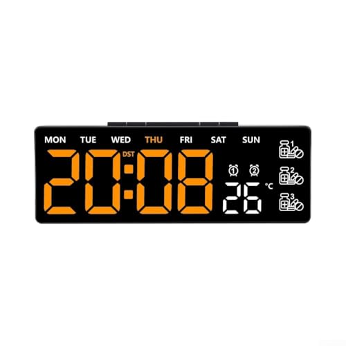 Digitale Wanduhr aus ABS, LED-Uhr mit Fernbedienung, großes Display, Timer mit Temperatur, Datum, Woche, automatische Sommerzeit, einstellbare Helligkeit (D) von ReachMall
