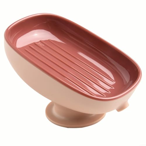 Duschseifenhalter mit robusten Saugnäpfen und doppellagiger Ablage für effizienten Wasserablauf und Seifenaufbewahrung (Rot) von ReachMall