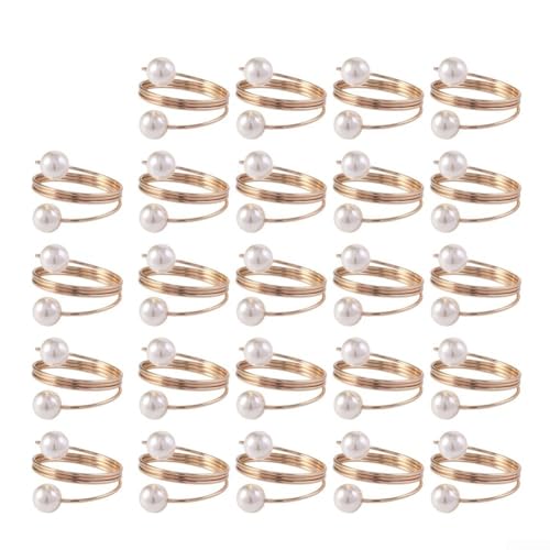 Edle Serviettenringe aus Metall mit Perlenverzierung, 24 Stück, perfekt für Feiern (Roségold) von ReachMall