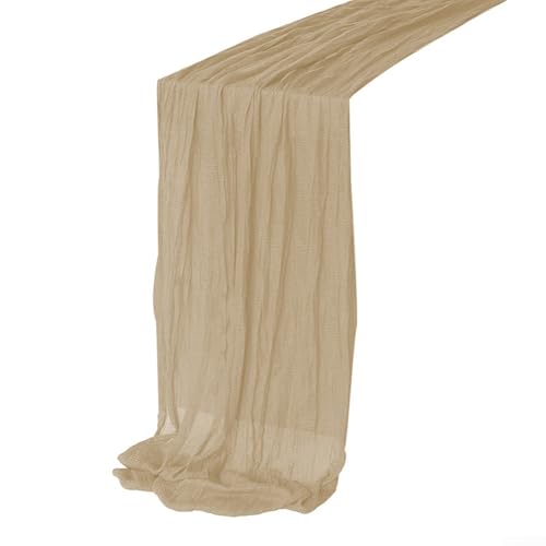 Elegante und fließende Tischläufer für Partys, romantische Tischdecken für rustikale Dekoration, maschinenwaschbar für einfache Pflege (Beige) von ReachMall