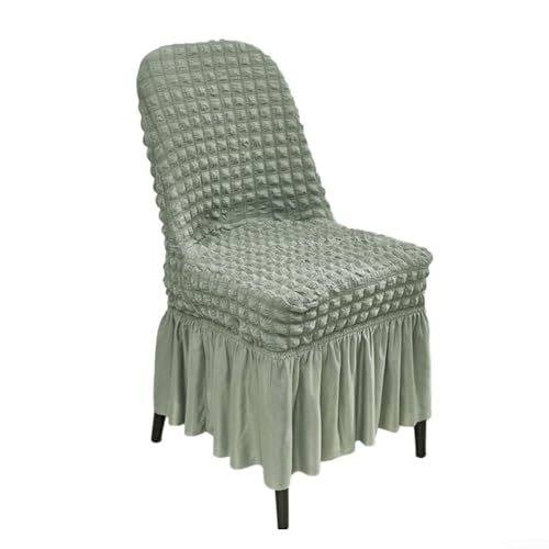 Eleganter Seersucker-Stuhlbezug mit Spitzenröcken, passend für gebogene Stühle mit dehnbarem Stoff (grün) von ReachMall