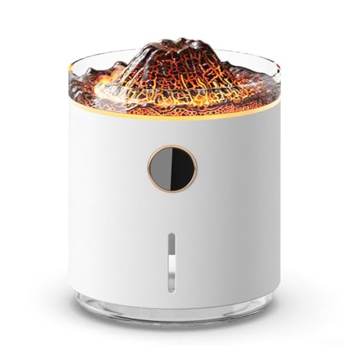 Flammen-Luftdiffusor, 350 ml, intelligentes Timing, leiser Flammen-Luftdiffusor, 10,8 x 10,8 x 13,7 cm, Luftbefeuchter (weiß) von ReachMall